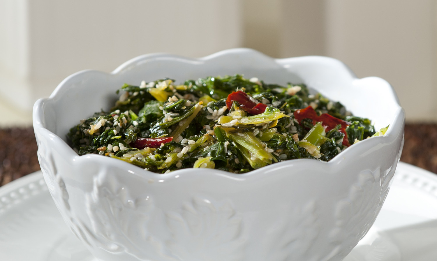 Kale with Sesame Seeds and Chile Oil Recipes PictSweet Farms